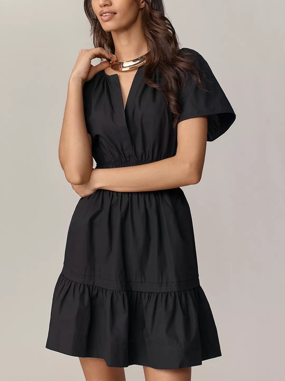 Anthropologie black tiered mini dress